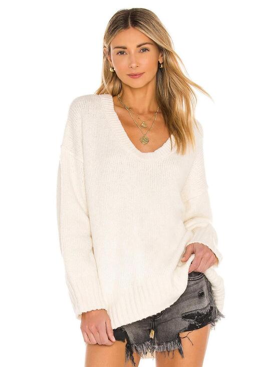 Free People Sweaters - NWT Free People Brookside Tunic Sweater Ivory Knit Pullover Size Small